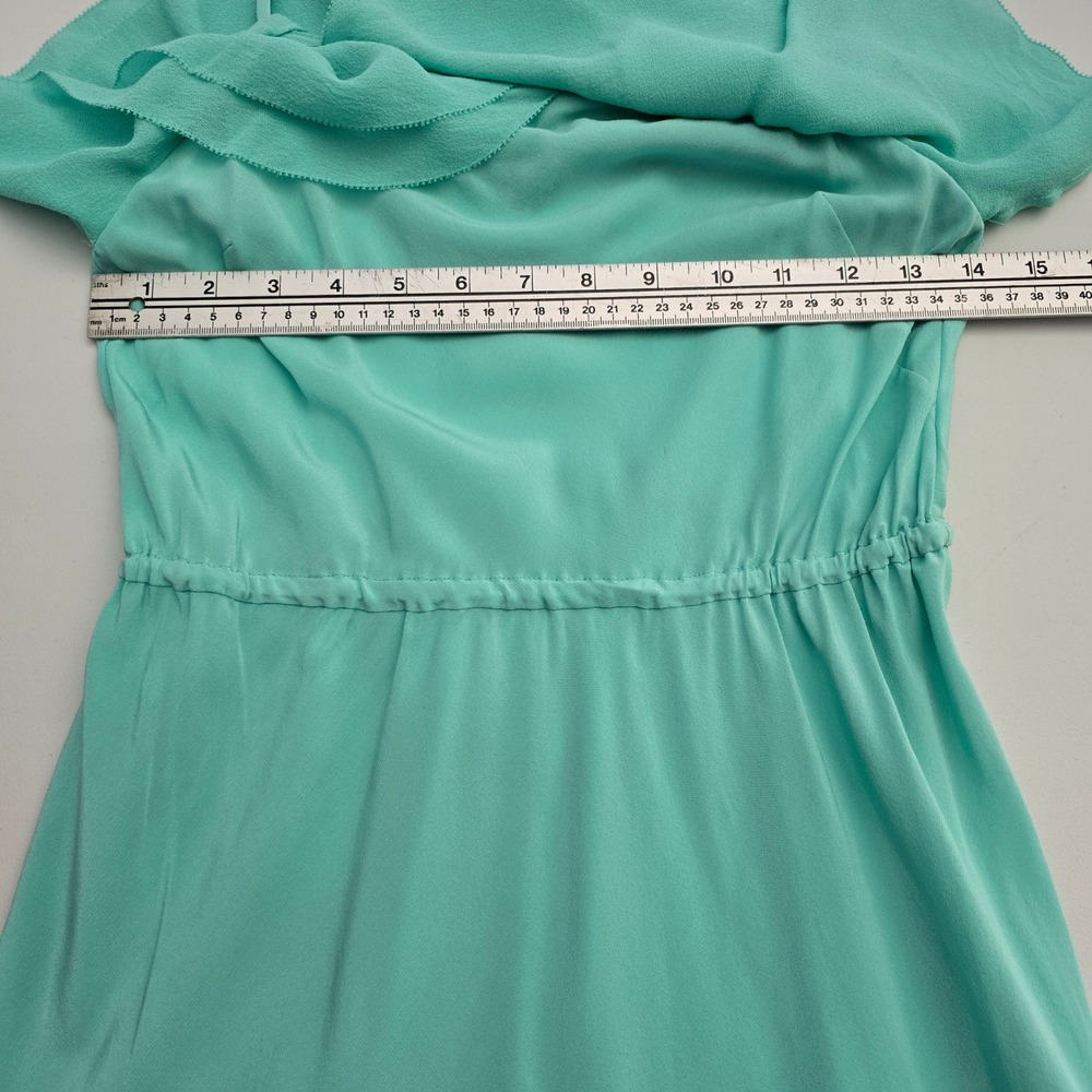 Wilfred Women's Aquamarine 100% Silk Ruffle Mini Slip Spaghetti Straps Dress S - Picture 8 of 11